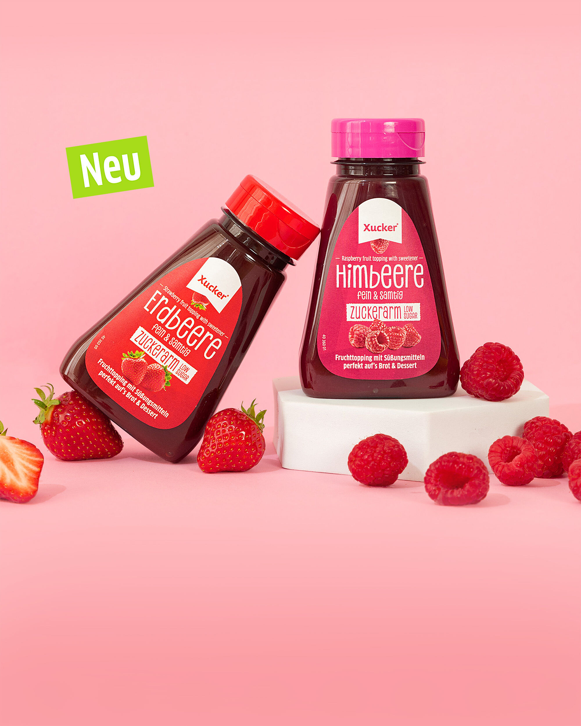 Zuckerarme Fruchttoppings Himbeere & Erdbeere von Xucker – fruchtiger Genuss jetzt im Online Shop entdecken.