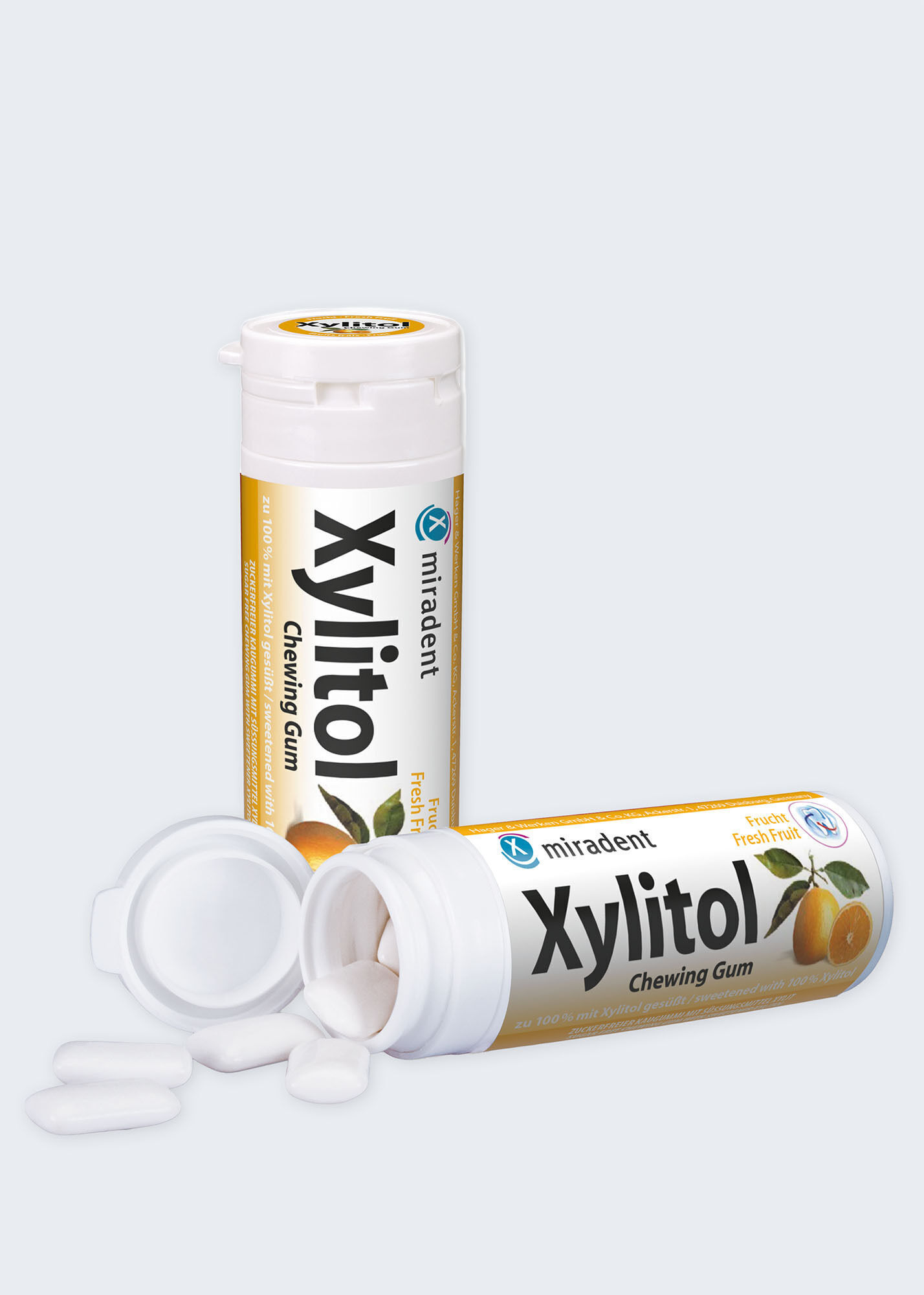 miradent Xylit-Kaugummis 12er-Karton Frucht