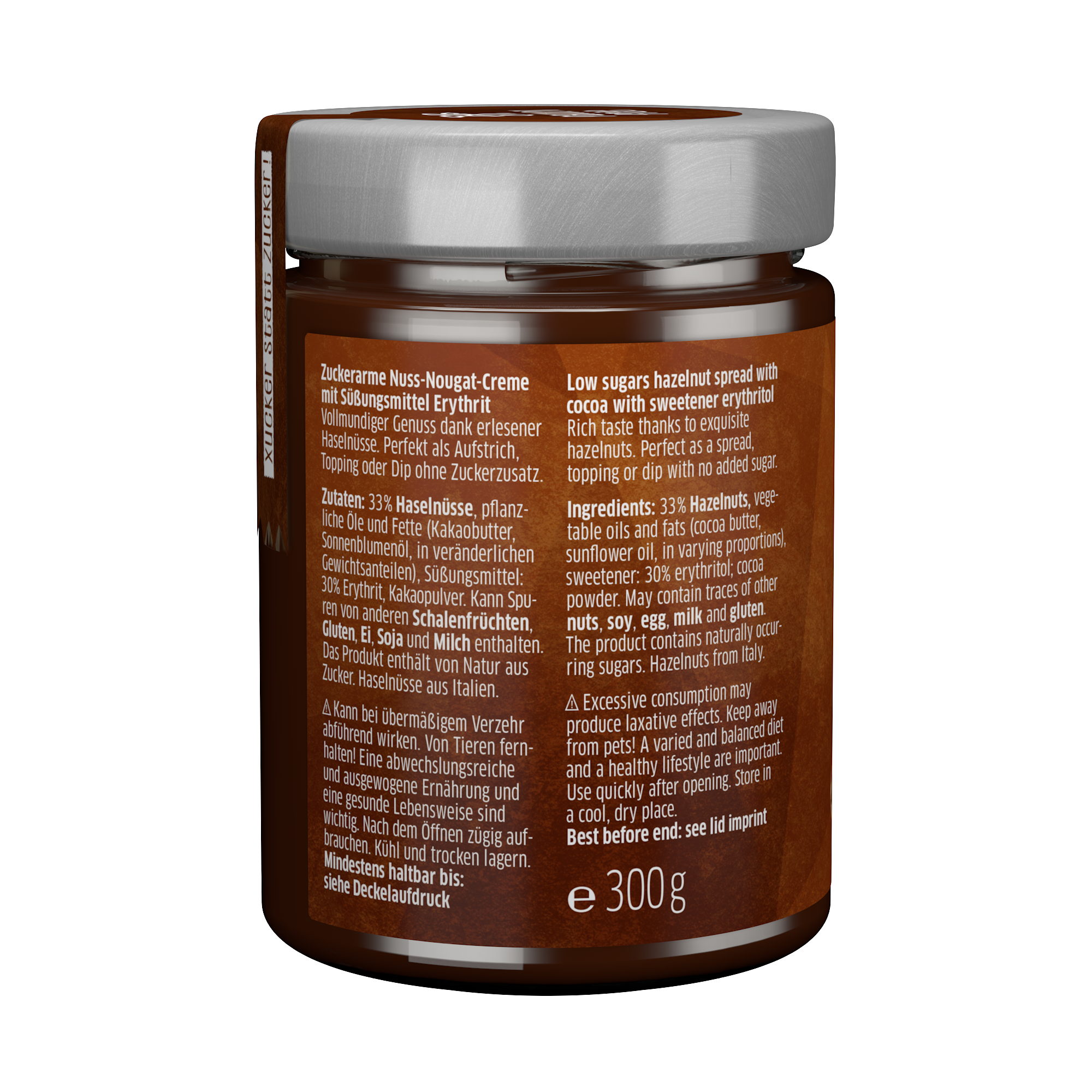 Zuckerarme Nuss-Nougat Creme ohne Palmöl (Erythrit)