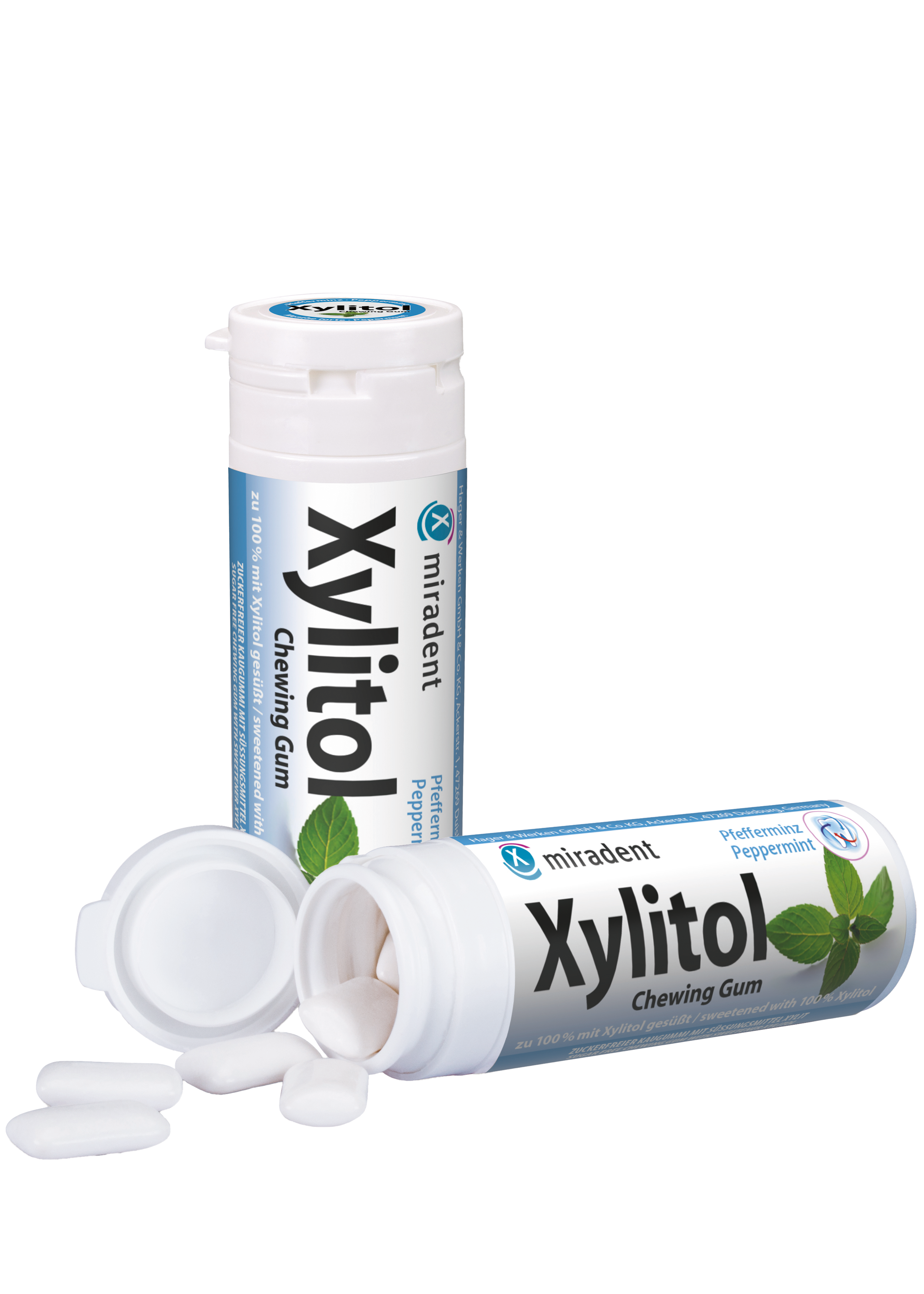 miradent Xylit-Kaugummis 12er-Karton Pfefferminz (kräftig)