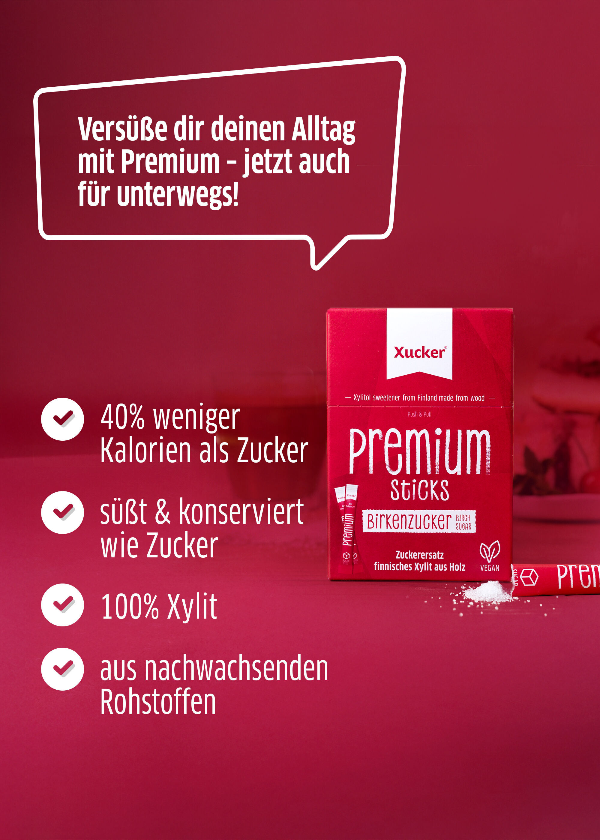 Hochwertige Premium Sticks – ohne Zucker, mit Xylit gesüßt, ideal für Genießer