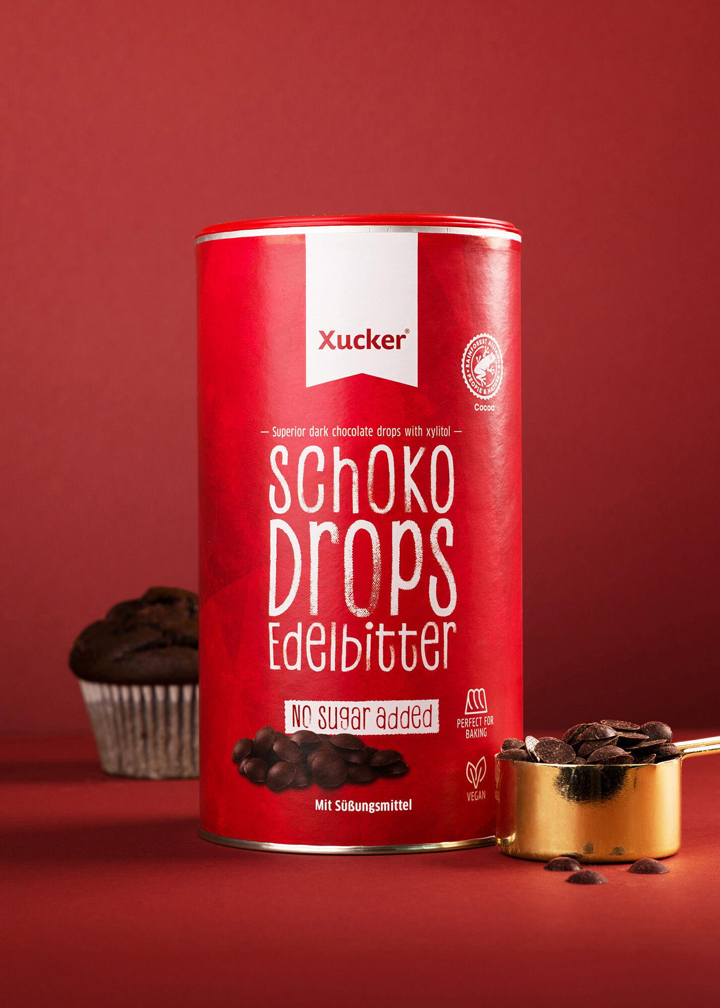 Vegane Schoko-Drops Edelbitter mit Xylit, groß