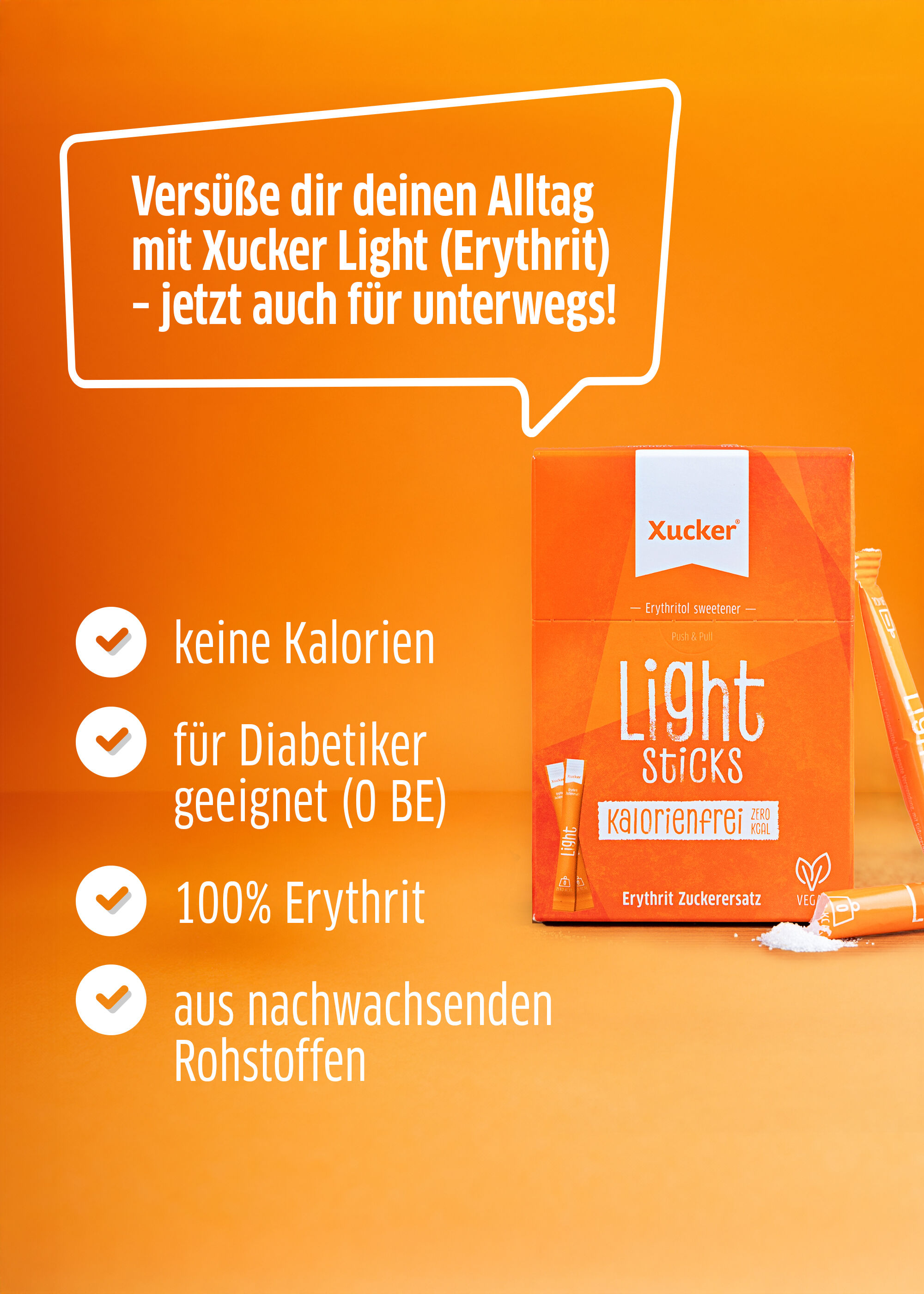 Xucker Light Sticks haben keine Kalorien und sind zuckerfrei