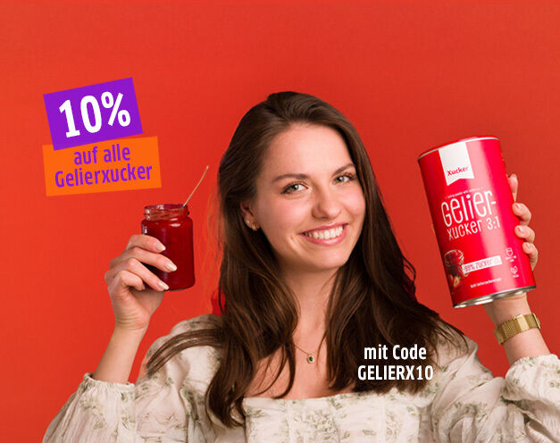 Frau mit Gelierxucker im Sale 10 Prozent