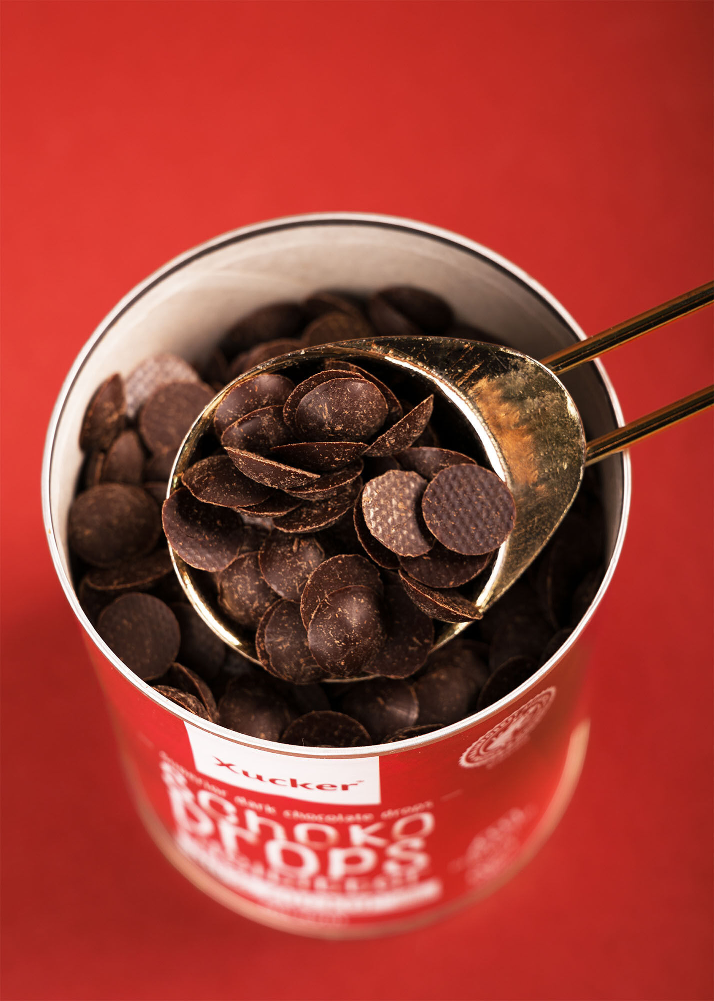 Vegane Schoko-Drops Edelbitter mit Xylit, Rainforest Alliance-zertifizierter Kakao, 200g Dose