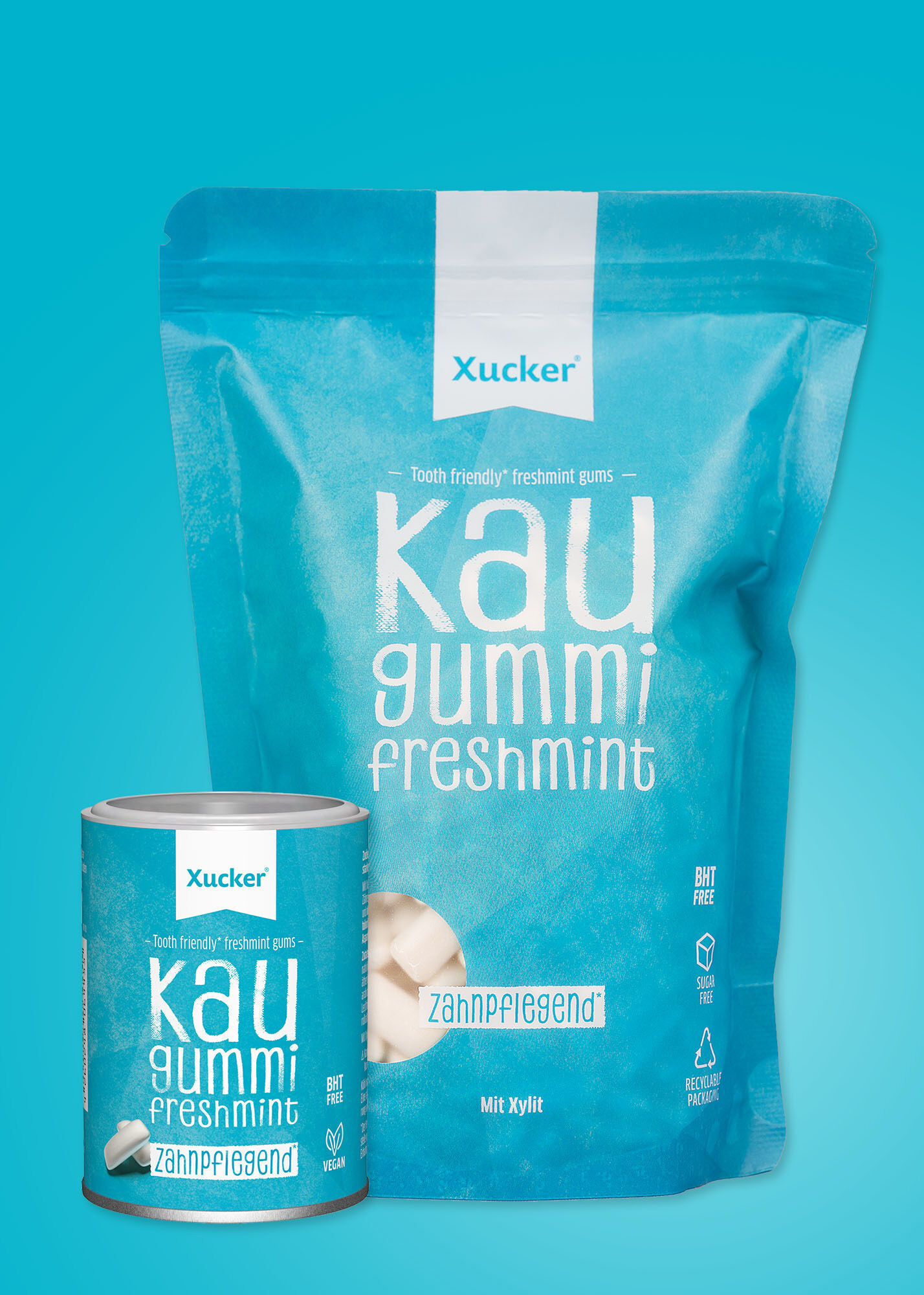 Xylit-Kaugummis Freshmint - Set mit Nachfüllpack