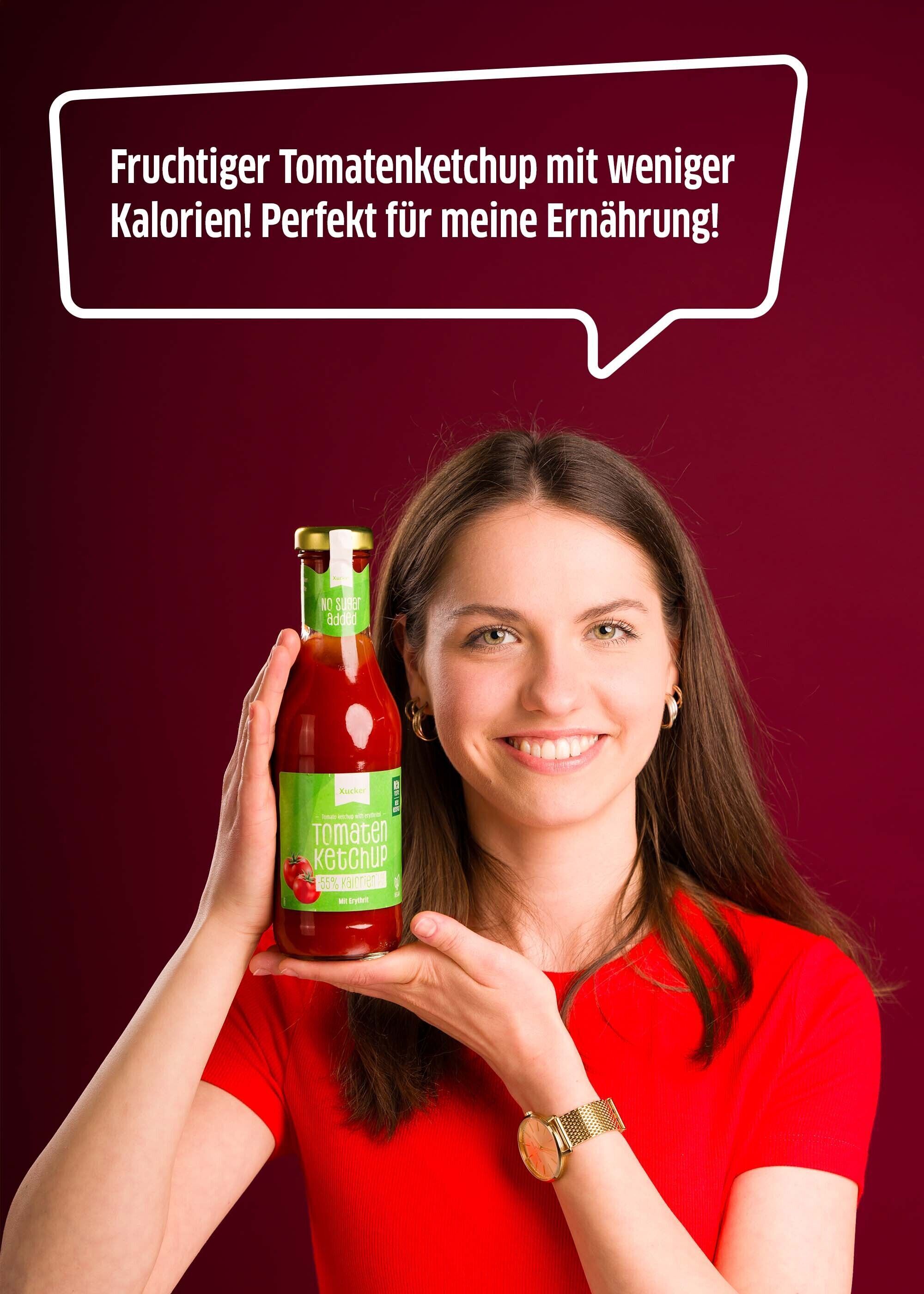 Kundenzitat über den Geschmack und die Vorteile des Xucker Ketchups Kundenzitat über den Geschmack und die Vorteile des Xucker Ketchups