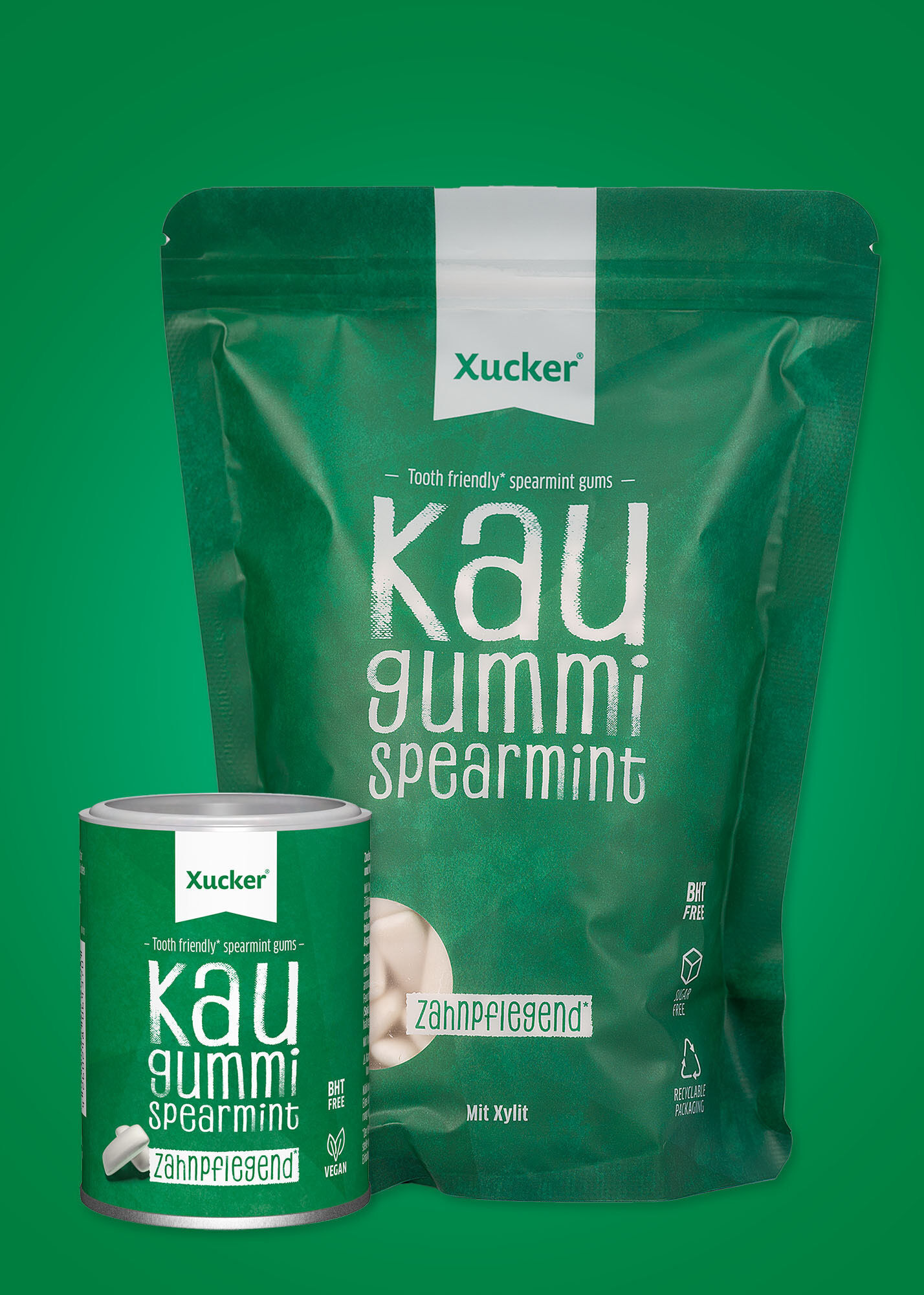 Xylit-Kaugummis Spearmint - Set mit Nachfüllpack