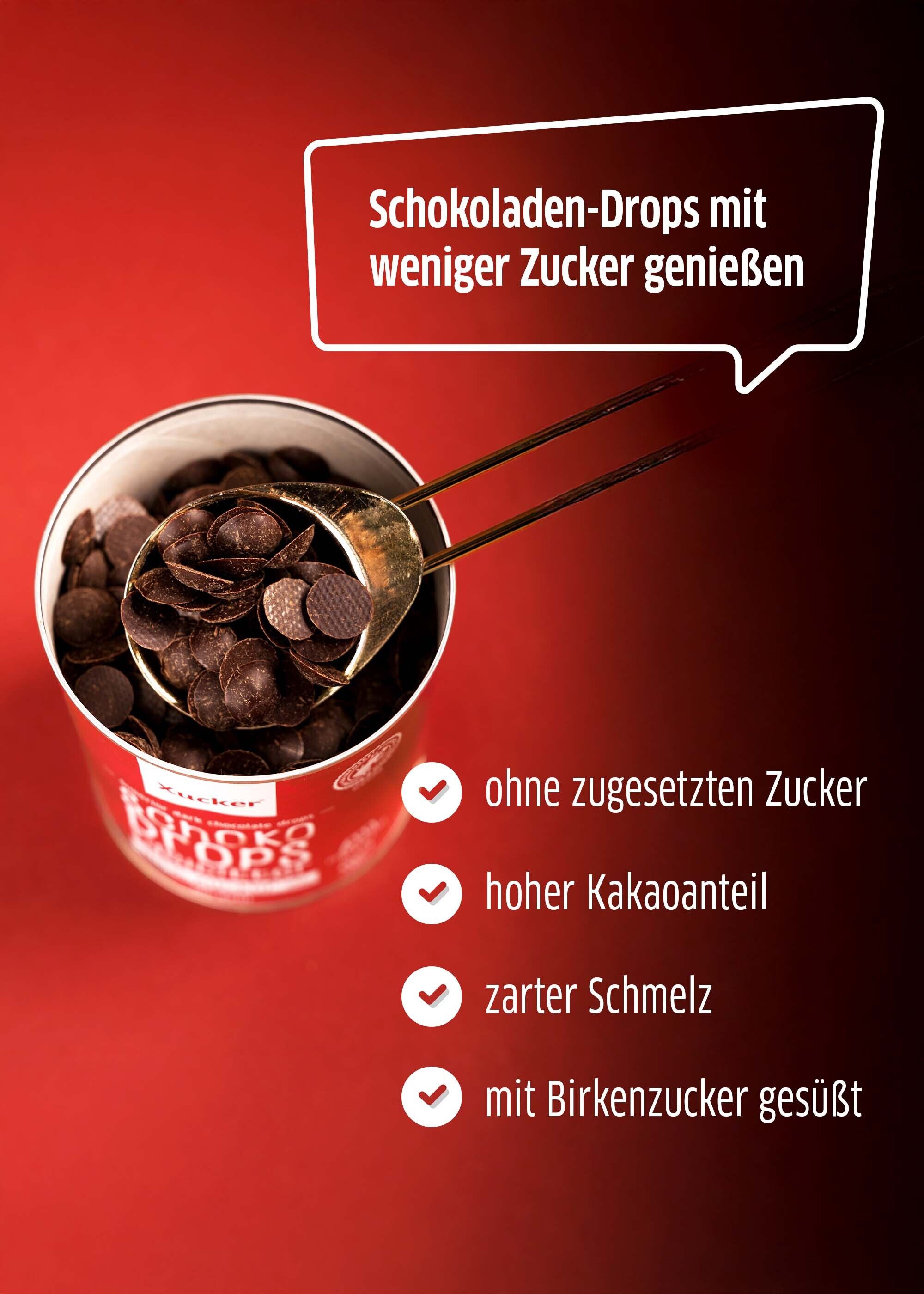 Schoko-Drops Edelbitter werden mit Xylit gesüßt und eignen sich perfekt zum Backen