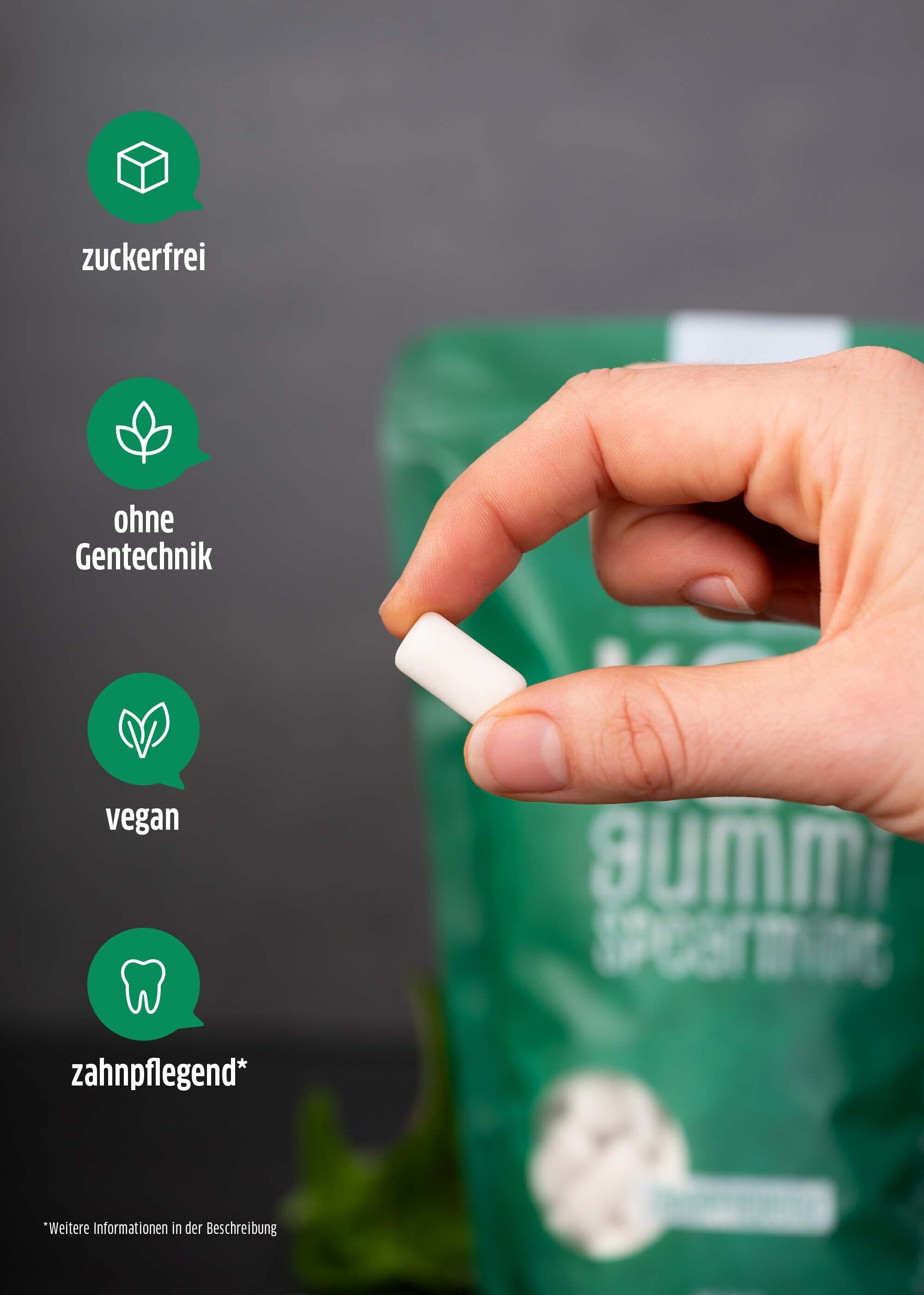 Kaugummis mit Xylit sind zahnpflegend und enthalten keinen Zucker