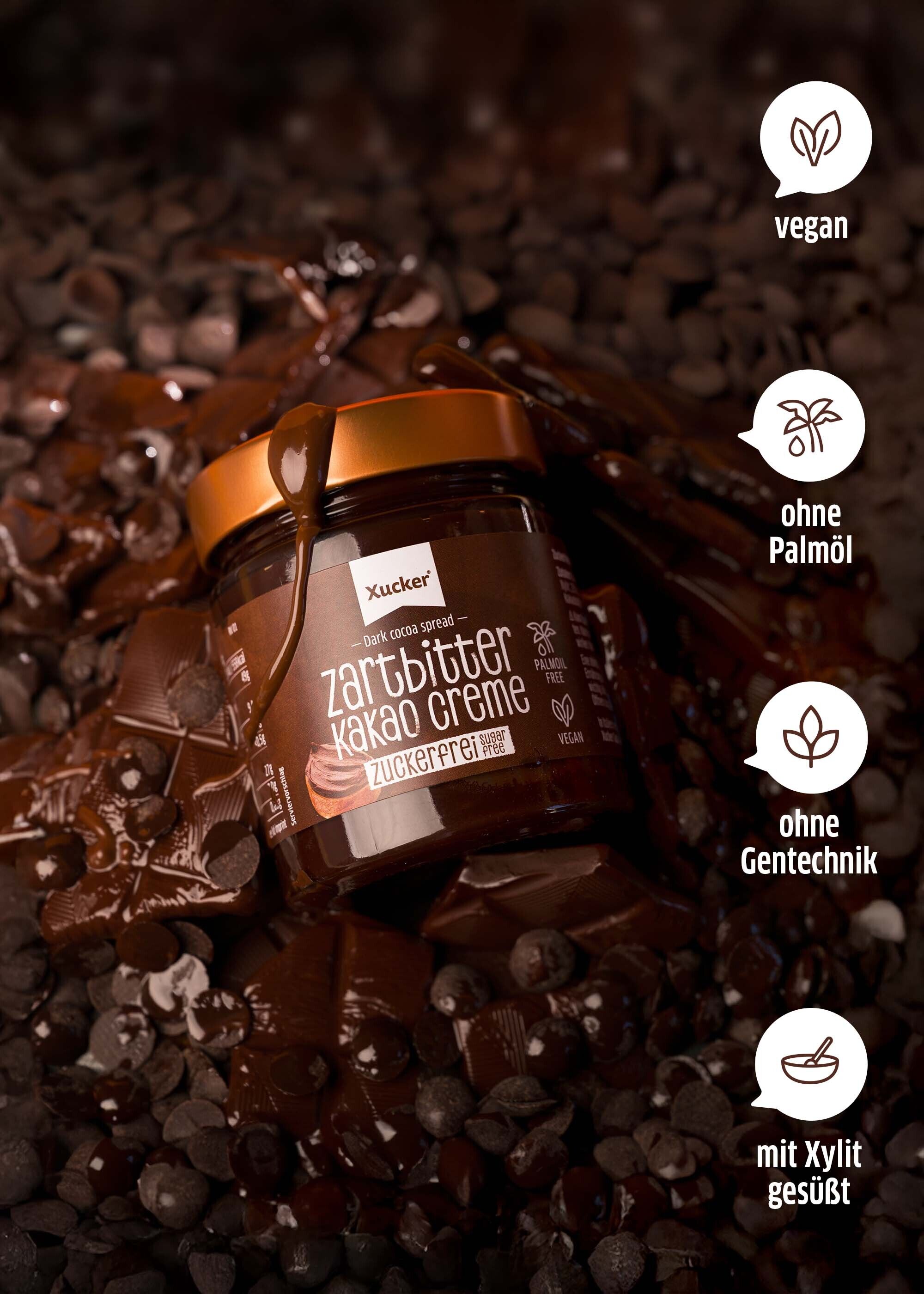 Cremiger Brotaufstrich mit Kakao und Zartbitterschokolade