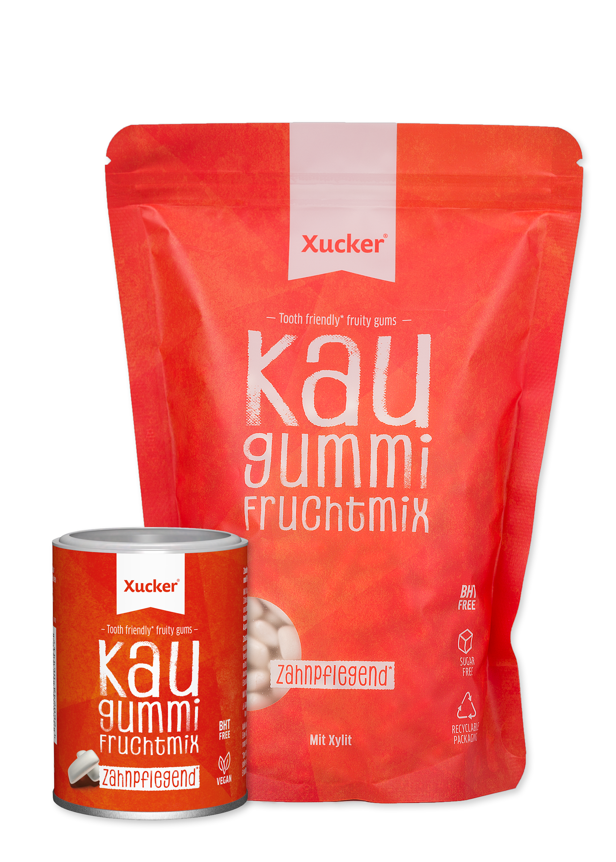 Xylit-Kaugummis Fruchtmix - Set mit Nachfüllpack