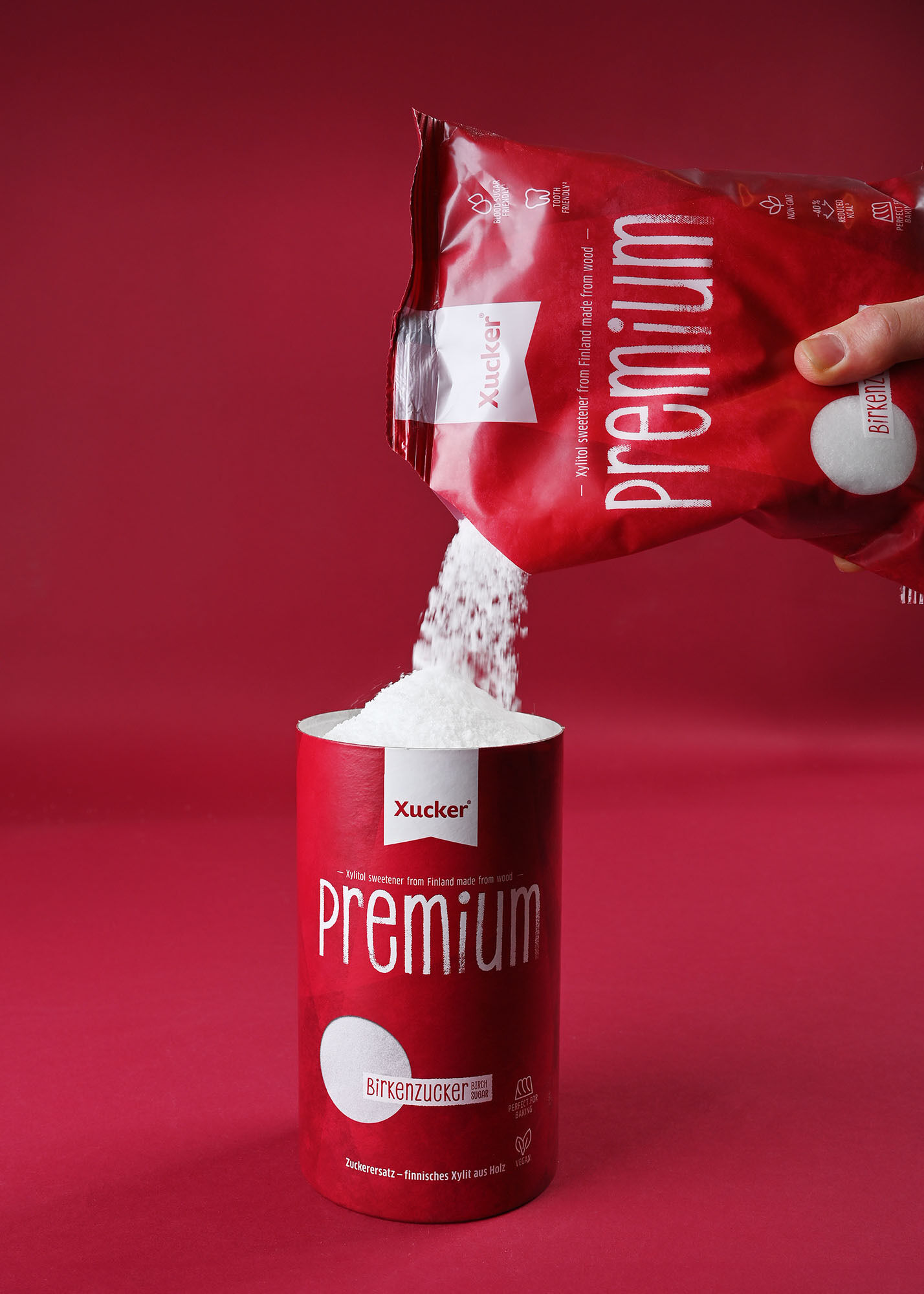 Fülle deine Dose Xucker Premium mit dem NAchfüllbeutel wieder auf und habe immer Xylit zu Hause