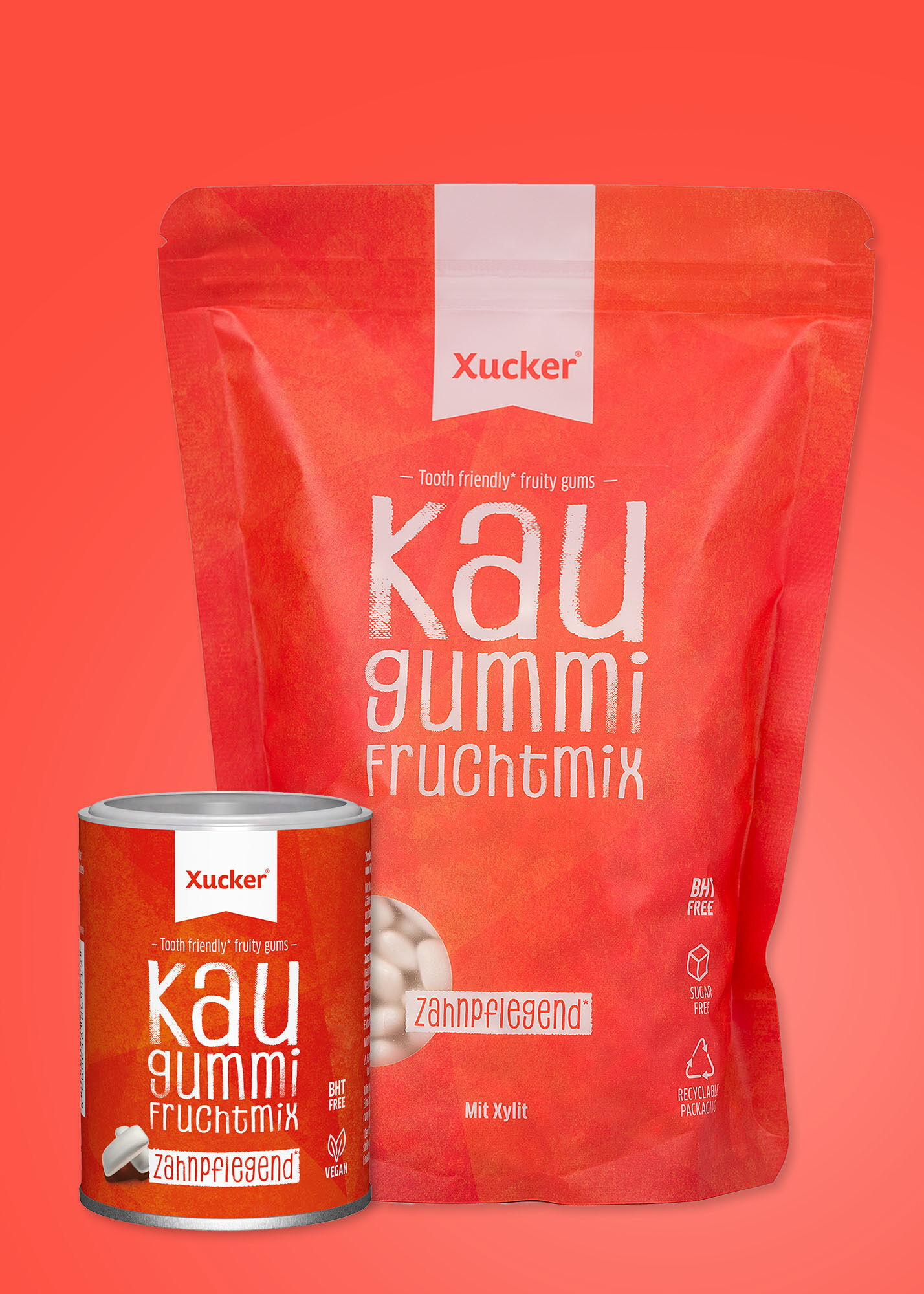 Xylit-Kaugummis Fruchtmix - Set mit Nachfüllpack