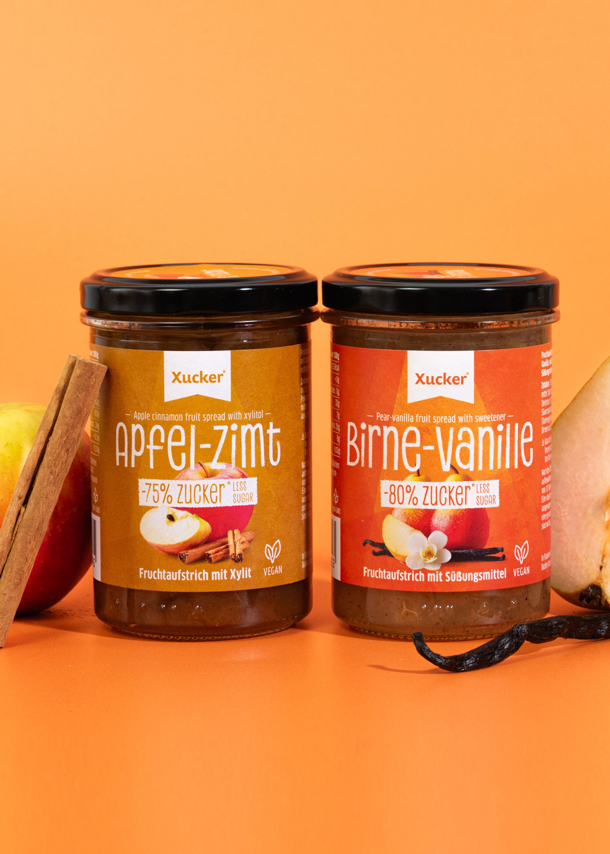 2er Set Marmelade ohne Zuckerzusatz mit Schote und Apfel Zimt