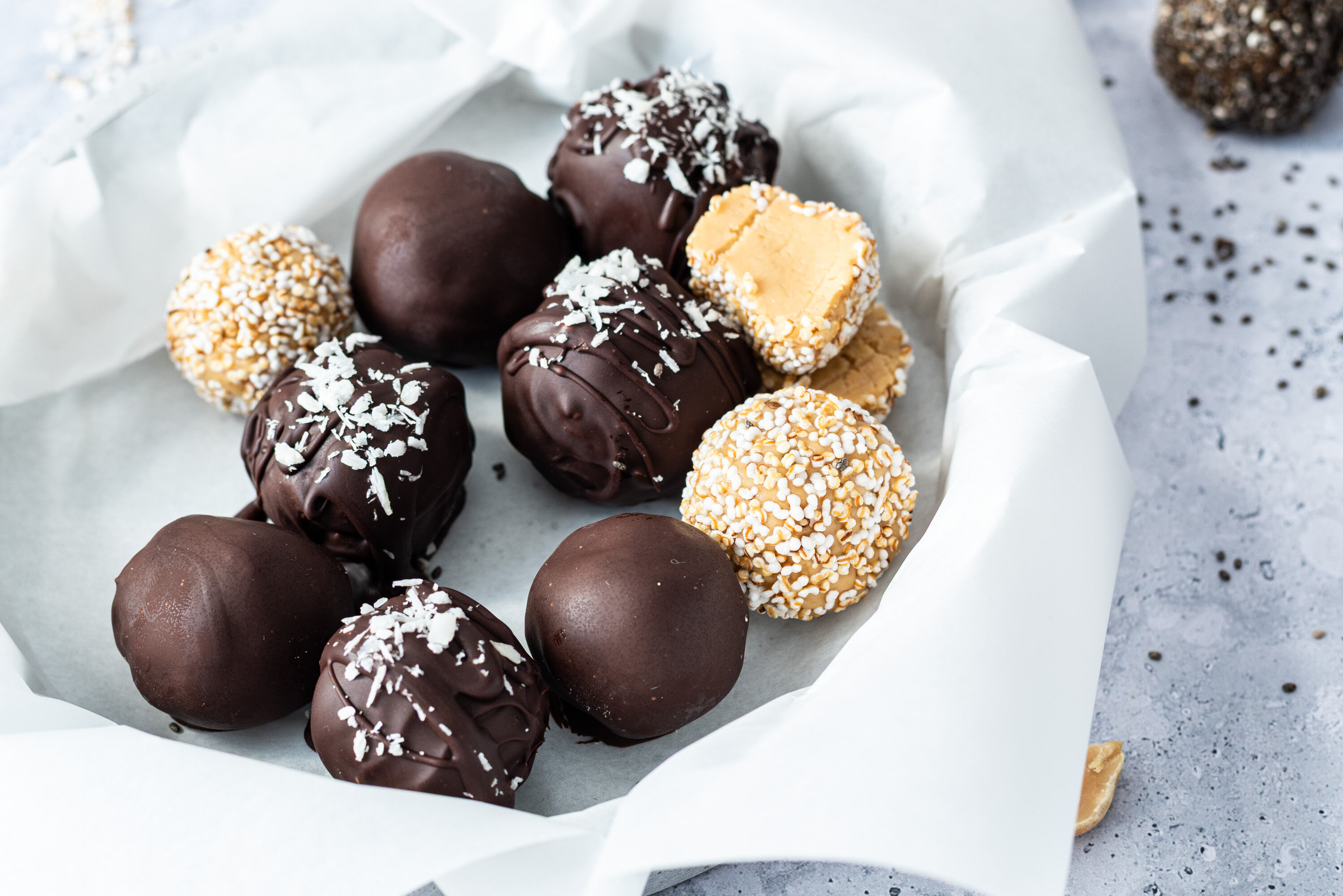 Protein Balls ohne Zucker (Erdnuss und Kokos) 