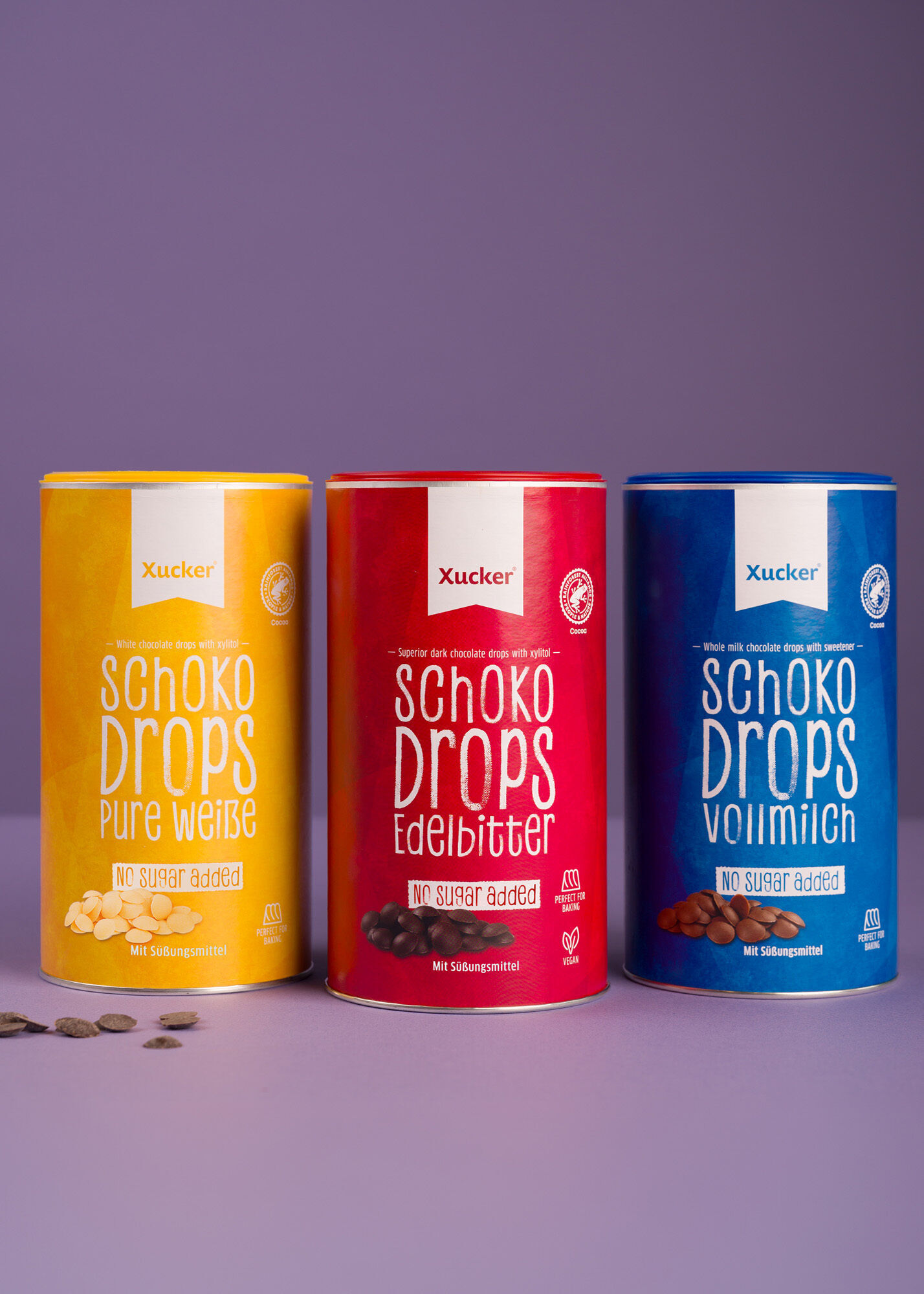 Schoko-Drops mit Xylit 3er-Set groß (Weiß, Vollmilch, Edelbitter)