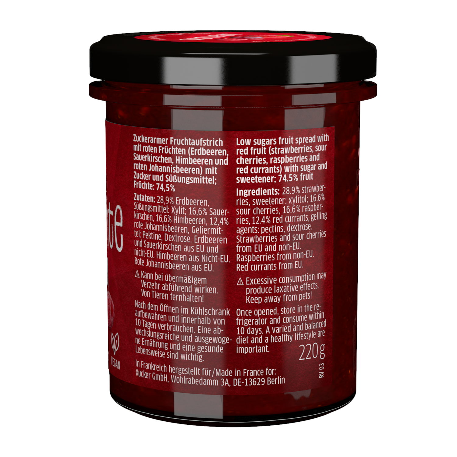 Zuckerarmer Fruchtaufstrich Rote Früchte (74 % Frucht)