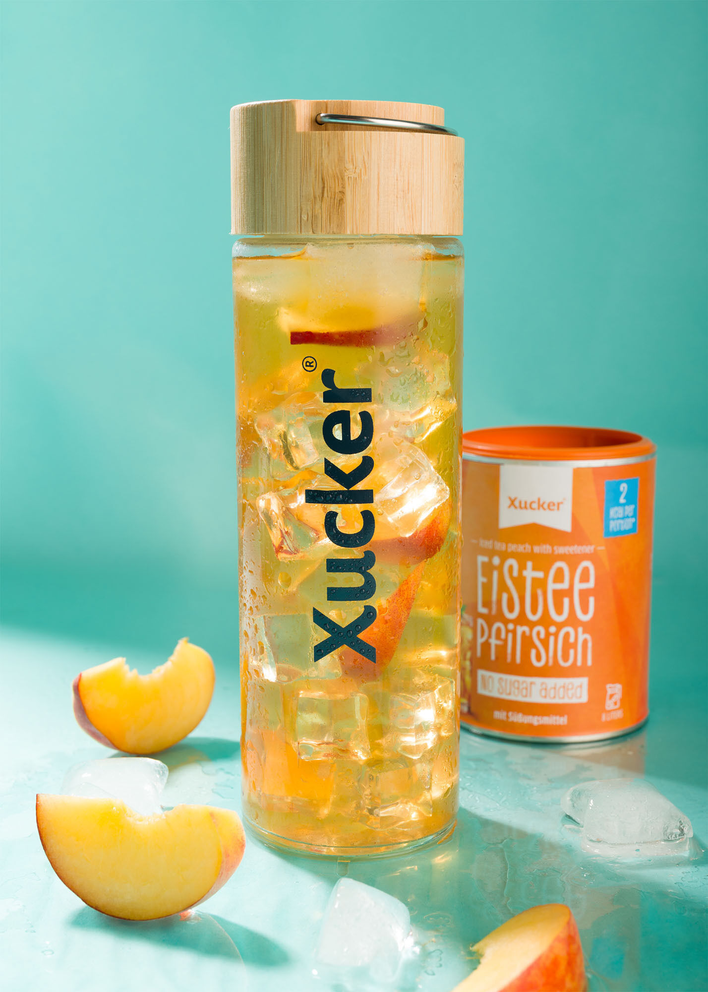 Eistee Pfirsich zuckerarm mit Süßungsmittel. Getränkepulver.