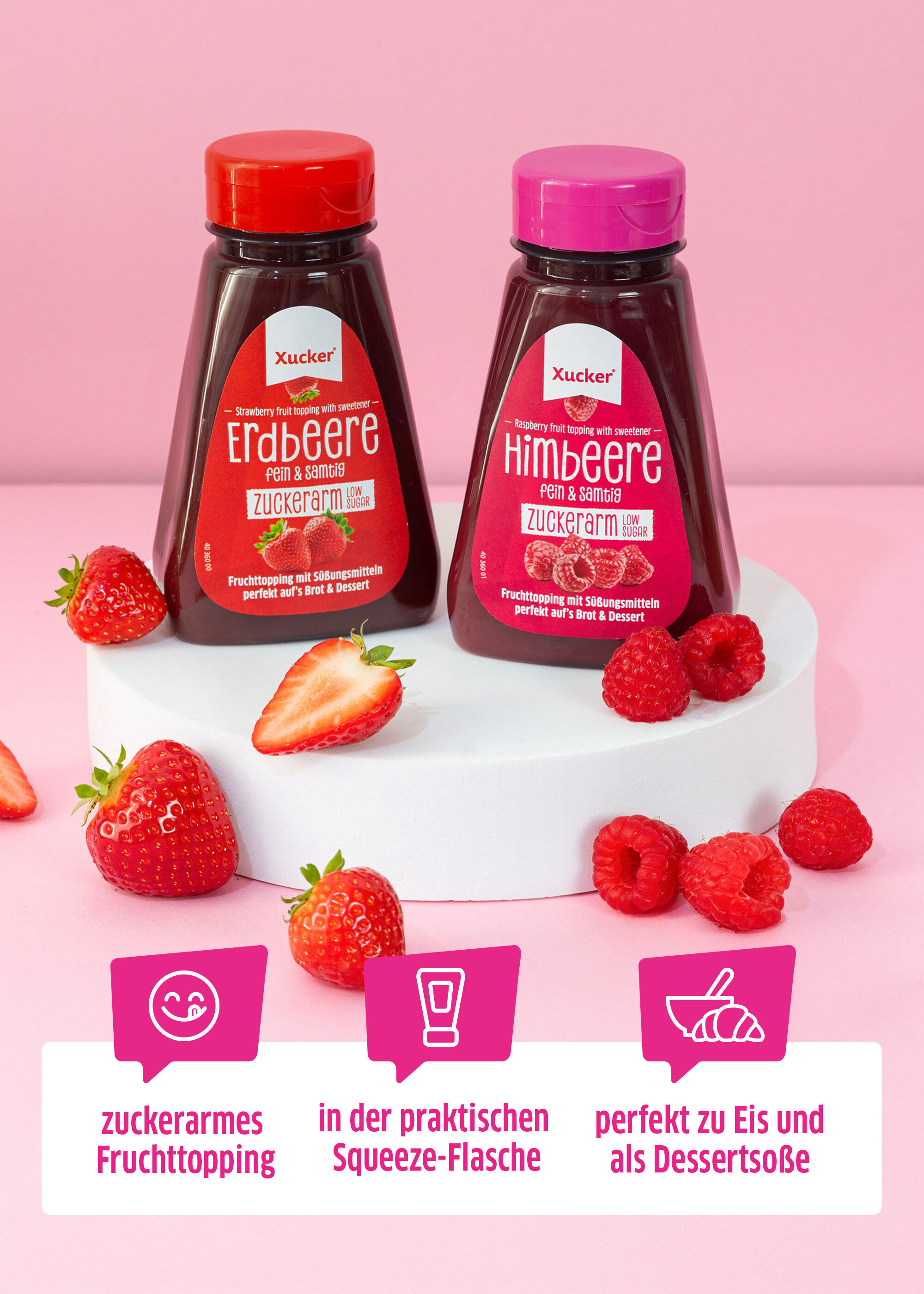 Zuckerarmes Fruchttopping Himbeere 3er-Set (75% Frucht)