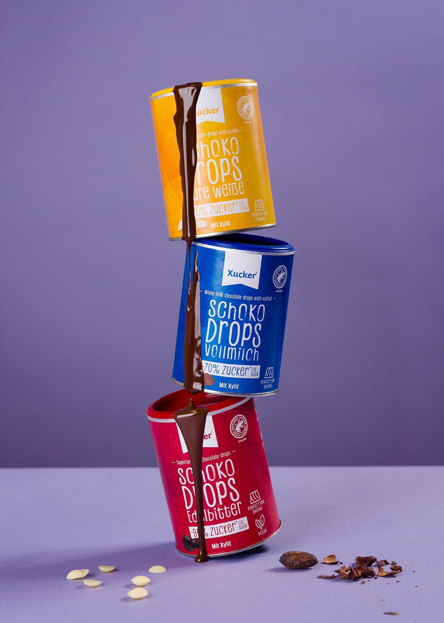 Schoko-Drops mit Xylit 3er-Set klein (Weiß, Vollmilch, Edelbitter)