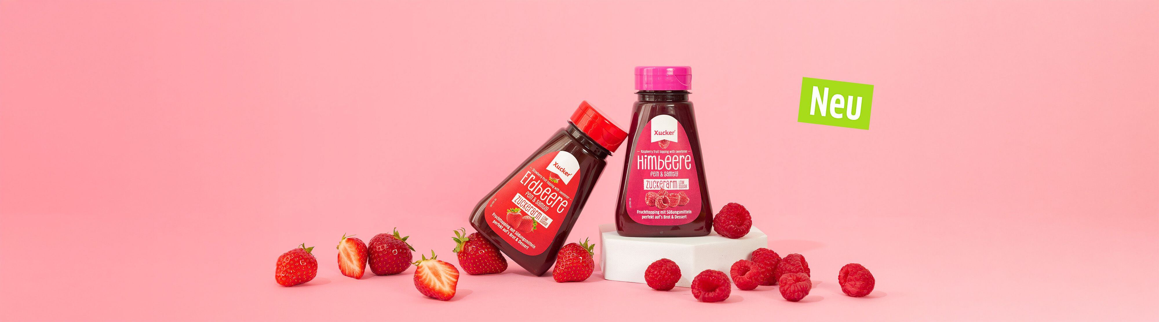 Zuckerarme Fruchttoppings Himbeere & Erdbeere von Xucker – fruchtiger Genuss jetzt im Online Shop entdecken.
